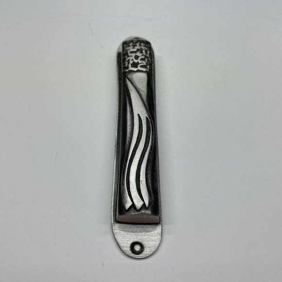 Mezuzah Case Handmade in Israel, made of Pewter, Silver in Color - Picture 1 of 2